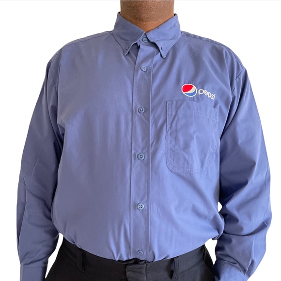 Pepsi Blue Button Down Uniform Dress Shirt Long Sleeves XL - Picture 2 of 9